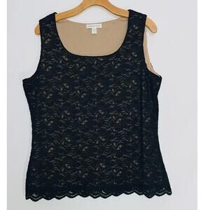 Coldwater Creek Black Lace Tank - Woman's Size L - Style w/ Jeans or‎ Dressed Up